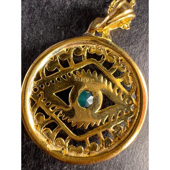 NEW Green onyx evil eye pendant and chain in gold over sterling silver - Picture 13 of 13